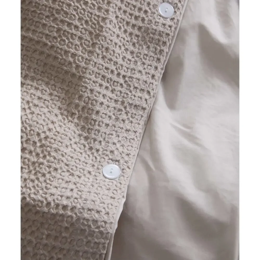Quince Organic Luxe Honeycomb Waffle Duvet Cover Full/Queen Sand 100% Cotton NEW